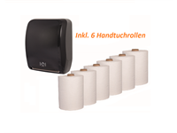 1 Manser Handtuchspender mit Sensor (schwarz) + 6 Handtuchrollen