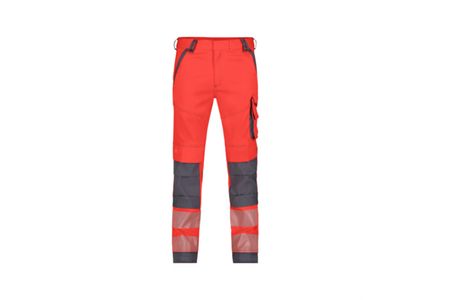 DASSY® ARUBA, Stretch-Warnschutzhose neonrot/zementgrau - Gr. 46