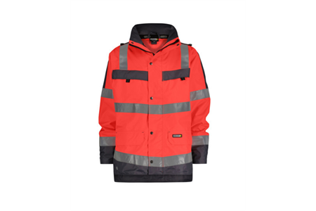 DASSY® ATLANTIS, Warnschutz Regenparka neonrot/zementgrau - Gr. 3XL