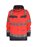 DASSY® ATLANTIS, Warnschutz Regenparka neonrot/zementgrau - Gr. 4XL