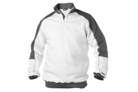 DASSY® BASIEL Sweatshirt mit Stehkragen, weiss/zementgrau - Gr. L