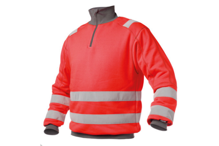 DASSY® DENVER, Warnschutz-Sweatshirt neonrot/zementgrau - Gr. 3XL
