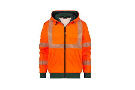 DASSY® EVANS, Warnschutz Kapuzensweatshirt neonorange/flaschengrün - Gr. L