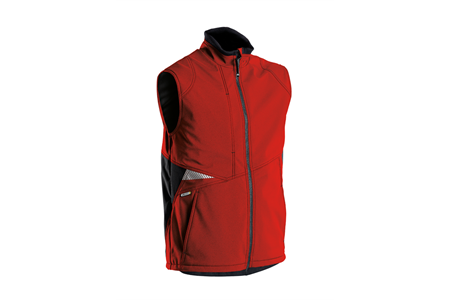 DASSY® FUSION, Softshell-Weste rot/schwarz - Gr. 3XL