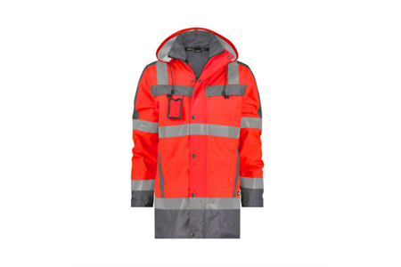 DASSY® LIMASOL, Warnschutz Parka neonrot/zementgrau - Gr. 3XL