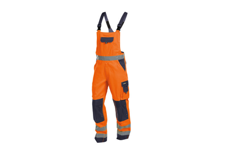 DASSY® TOULOUSE, Warnschutz-Latzhose neonorange/dunkelblau - Gr. 44