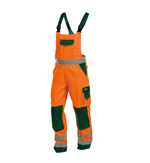 DASSY® TOULOUSE, Warnschutz-Latzhose neonorange/flaschengrün - Gr. 42